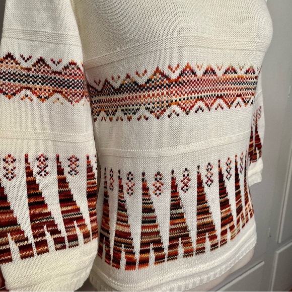 Vintage 70s Miss Scotch English Acrylic Hooded Tunic Knit Sweater Bell Sleeve - Picture 2 of 7